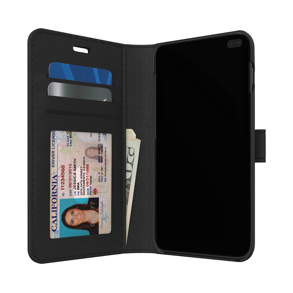 Skech Polo Book Wallet Protective Cover Detachable Case For Samsung Galaxy S10+ - Black