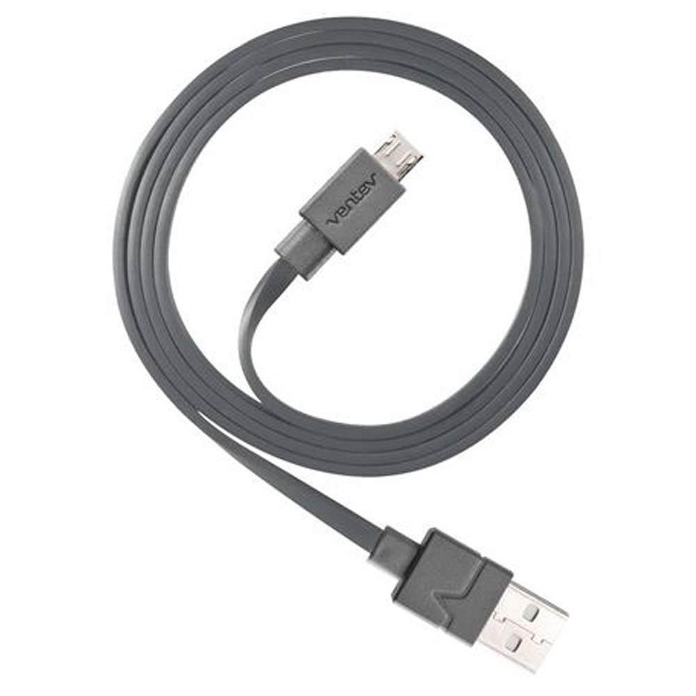 Ventev Chargesync Micro Usb Cable | Convenient Charging From Any Standard Usb Port, Transfer Data To Any Pc Or Mac, S2.1a Rapid Charging, Flat Cable Design For Tangle-Free Wrapping | 3ft Gray