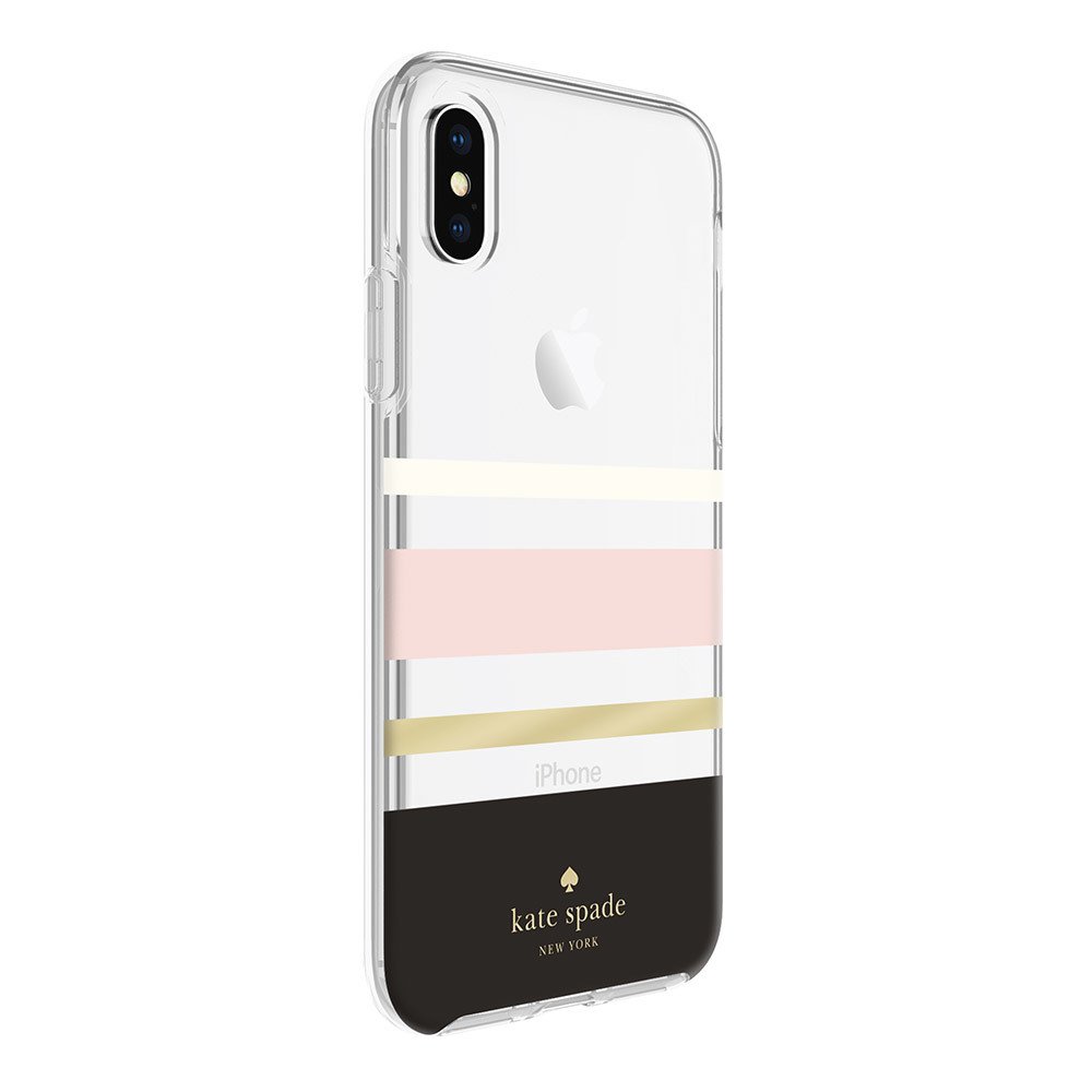Kate Spade New York Protective Hardshell Case (1-Pc Comold) For Iphone Xs & Iphone X - Charlotte Stripe Black/Cream/Blush/Gold Foil