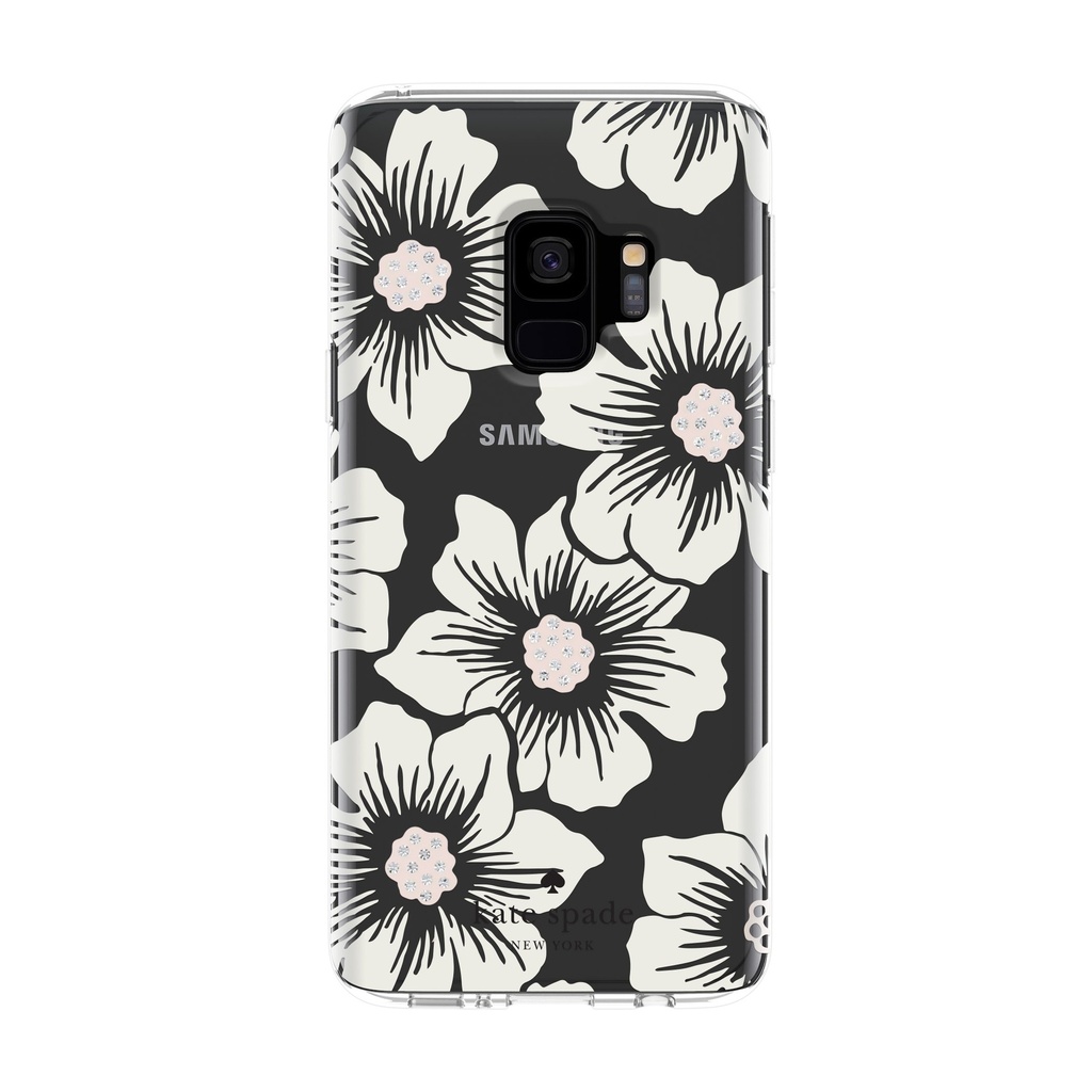 Kate Spade New York Protective Hardshell Case For Samsung Galaxy S9 - Multi Hollyhock Floral Clear / Cream With Stones