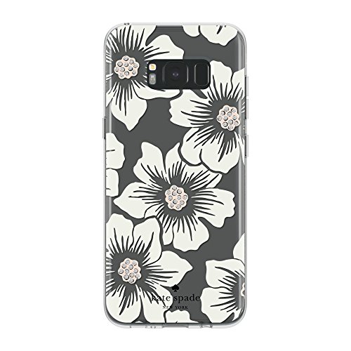 KATE SPADE NEW YORK PROTECTIVE HARDSHELL CASE FOR SAMSUNG GALAXY S8 PLUS - HOLLYHOCK FLORAL CLEAR/CREAM WITH STONES