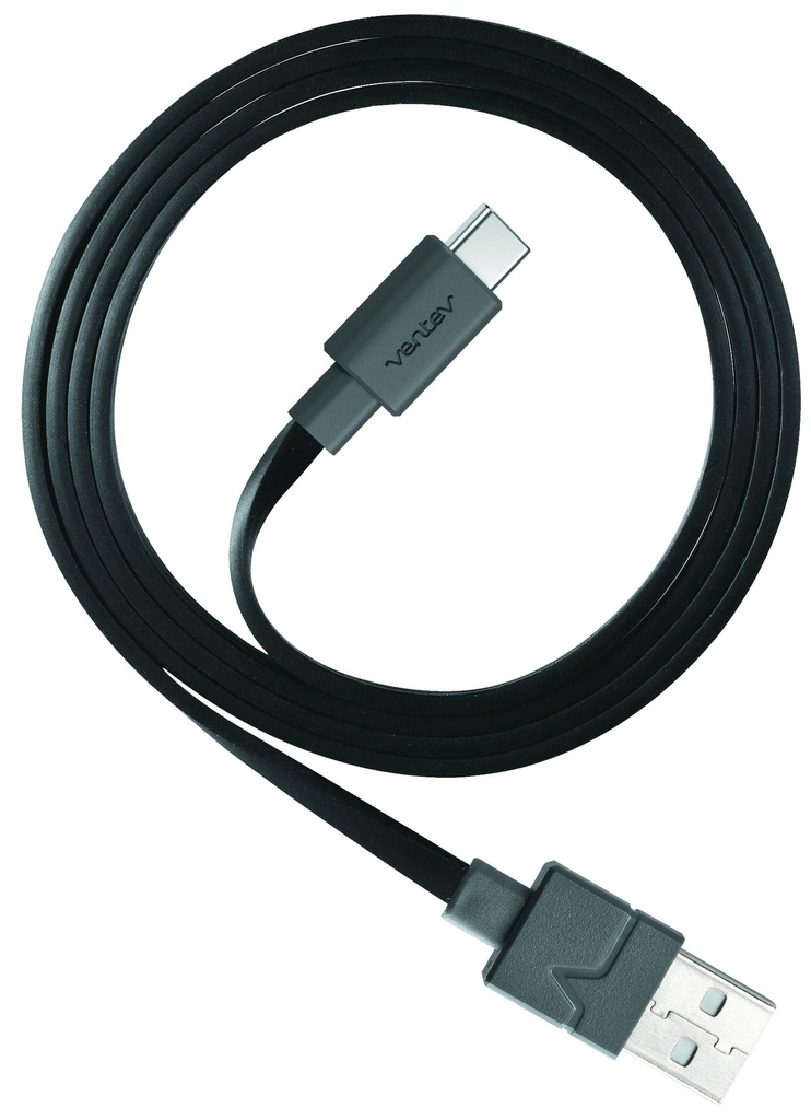 Ventev Chargesync Micro Usb Cable | Usb-If Certified, Designed To Support Connector C Devices, Charges And Easily Transfers Data To Most Pc Or Mac, Flat, Tangle-Free Cable | 3.3ft Black