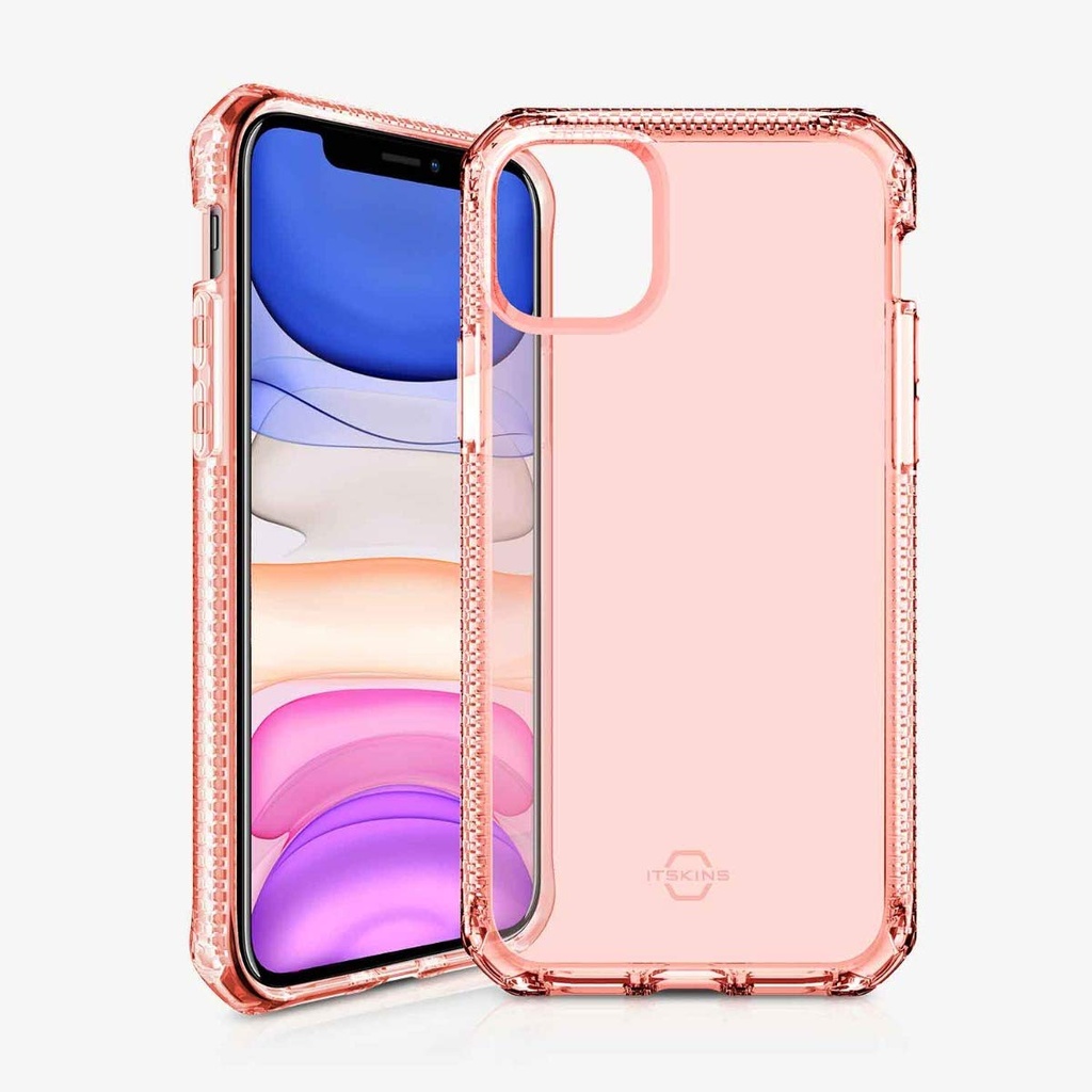 Itskins Spectrum Clear Protective Phone Case Compatible With Apple Iphone 11, Slim Hybrid Case, Anti-Yellowing, And Heavy Duty Shockproof Cover, Military Phone Case | Coral