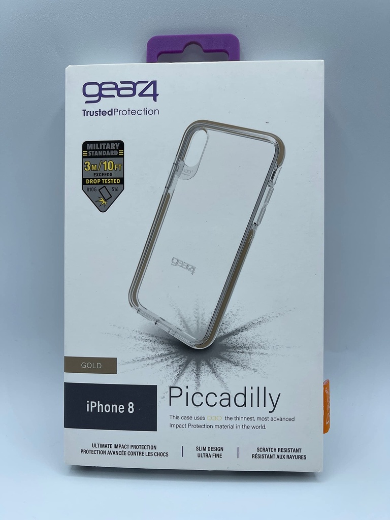 Gear4 Ic8picgld Piccadilly Clear Case With Advanced Impact Protection [ Protected By D3o ], Slim, Tough Design For Iphone X/Xs Â€“ Gold, Piccadilly, Piccadilly - Gold