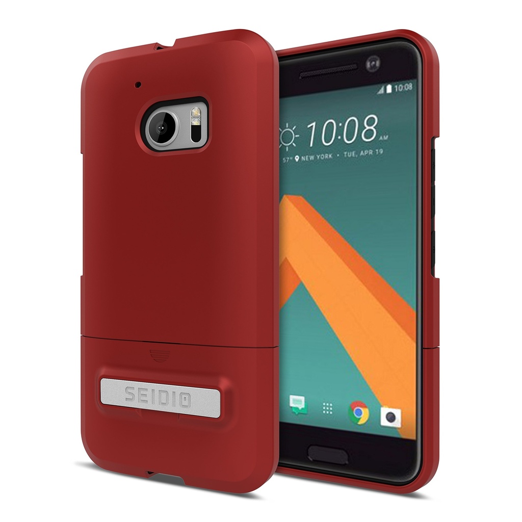 Seidio Surface Cell Phone Kickstand Case For Htc M10 - Retail Packaging - Dark Red/Black