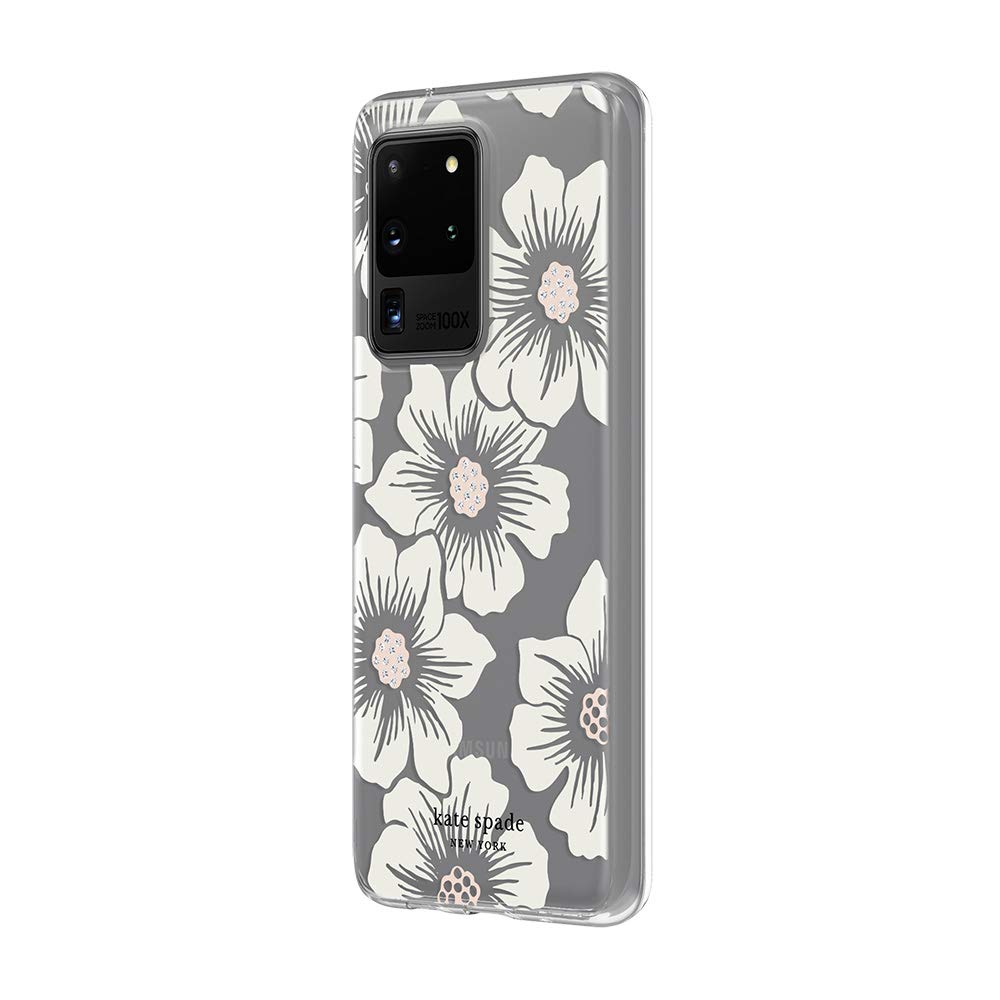 Kate Spade New York Protective Hardshell Case (1-Pc Comold) For Samsung Large - Hollyhock Floral Clear/Cream With Stones