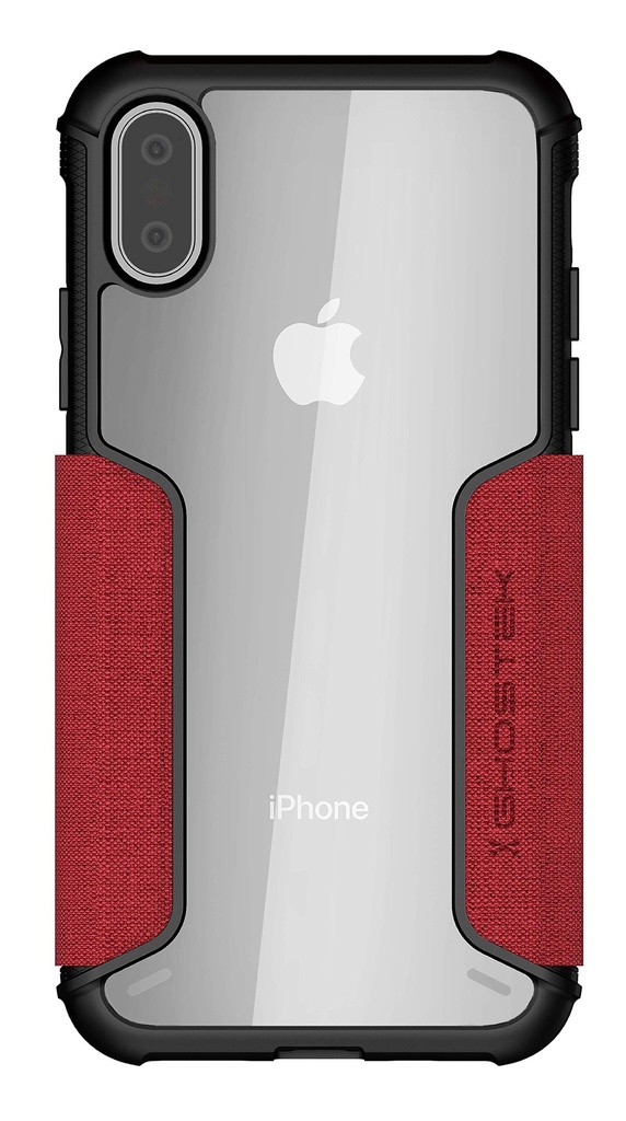 Ghostek Exec 3 Iphone Xs/X Card Case With Industrial Strength Military Drop Protection For Apple Iphone Xs/X 2018 | Supports Qi Wireless Charging | Works With Face Id | Red