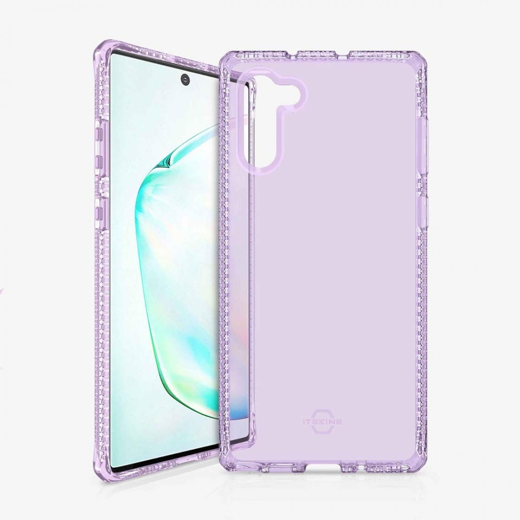 Itskins Spectrum Clear Protective Phone Case Compatible With Galaxy Note10, Slim Hybrid Case, Anti-Yellowing, And Heavy Duty Shockproof Cover, Military Phone Case - Light Purple