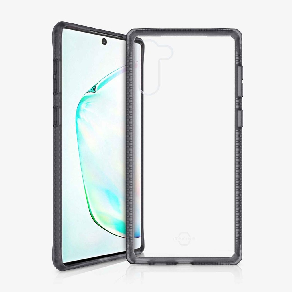 Itskins Hybrid Frost Protective Phone Case Compatible With Galaxy Note10, Slim Hybrid Case, Anti-Yellowing, And Heavy Duty Shockproof Cover, Military Phone Case | Black And Transparent