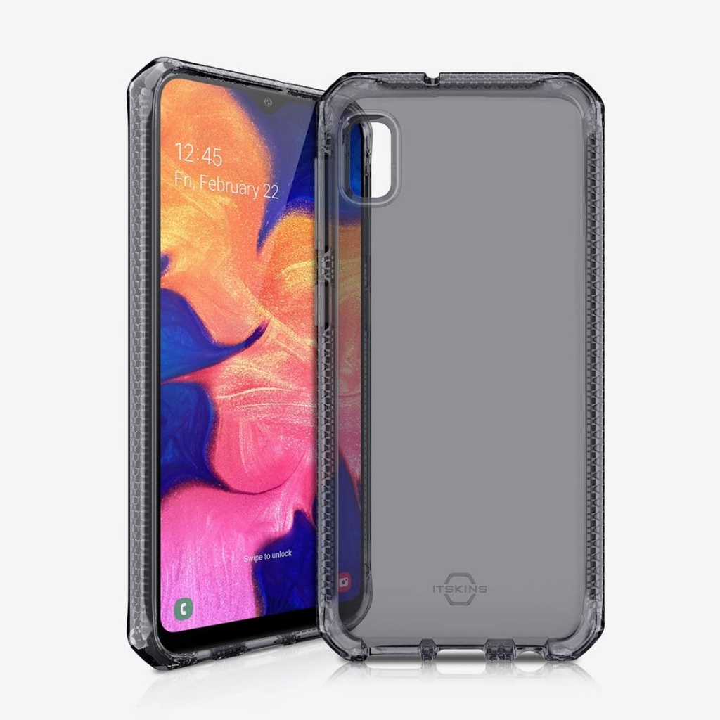 Itskins Spectrum // Clear Protective Phone Case Compatible With Galaxy A10e, Slim Hybrid Case, Anti-Yellowing, And Heavy Duty Shockproof Cover, Military Phone Case - Black