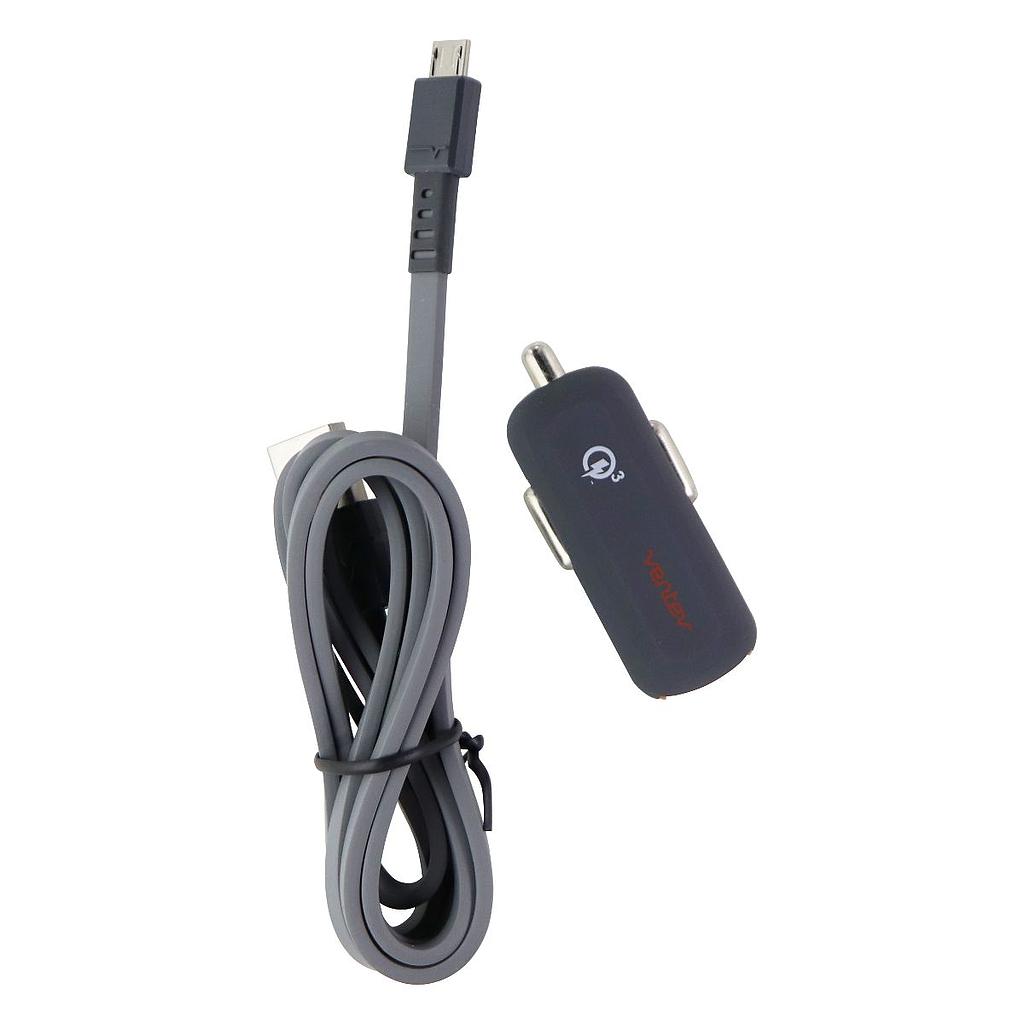 VENTEV DASHPORT RQ1300 MINI QC 3.0 CAR ADAPTER W/ (3.3FT) MICRO-USB CABLE - GRAY