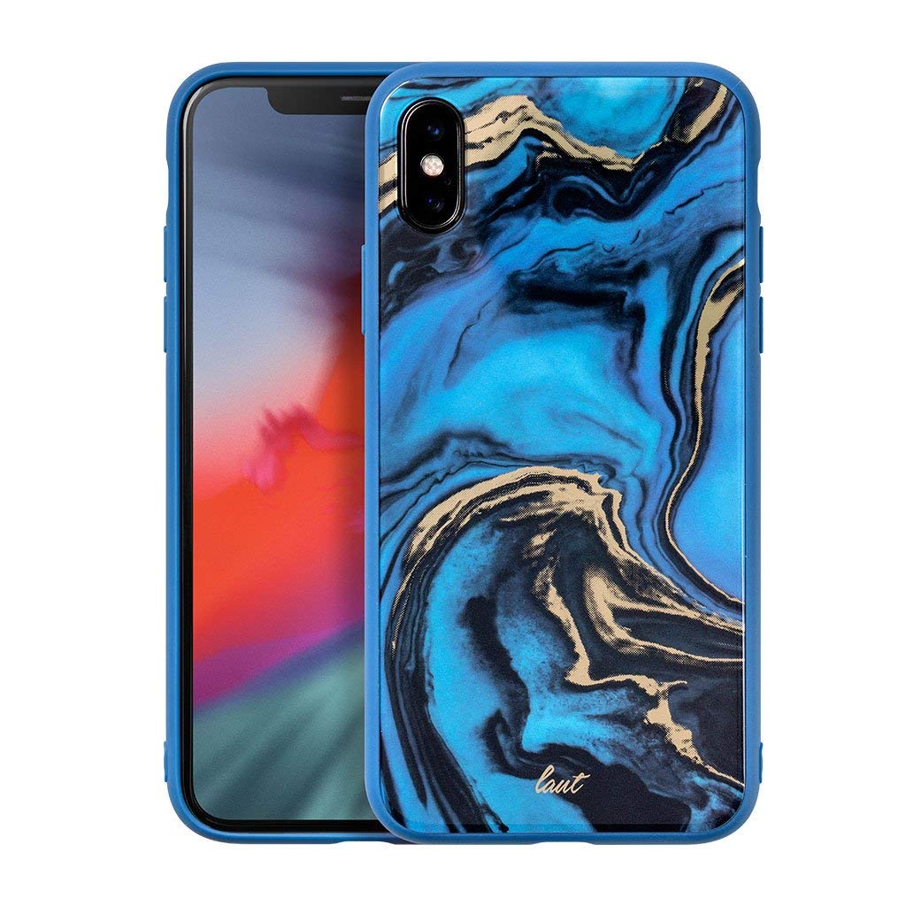 Laut - Mineral Glass For Iphone Xs/Iphone X | 9h Super Tough Tempered Glass | Anti-Scratch | Compatible With Wireless Chargers (Mineral Blue)