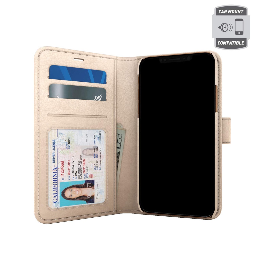 Skech Polo Book Wallet Protective Cover Detachable Case For Apple Iphone Xs/X - Champagne
