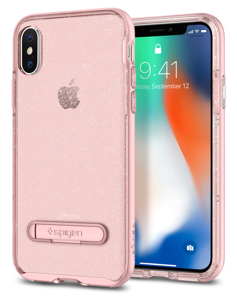 Spigen Crystal Hybrid Glitter Iphone A Case With Flexible Inner Casing And Reinforced Hard Bumper Frame For Iphone A (2017) - Rose Quartz