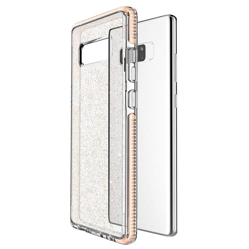 Prodigee [Super Star] For Samsung Galaxy Note 8 Cover 6.3" Super Slim & Protective Case, Gold Clear Transparent Dual Material Bumper 2 Meter Military Grade Certified Drop Shock Test