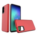 Prodigee [Duo Red For Galaxy S20 6.2''] Protective Case Silicone Dual Layer Heavy Duty Certified Military Grade Test Drop Shock Cover (Car Mount Compatible Metal Plate Included)