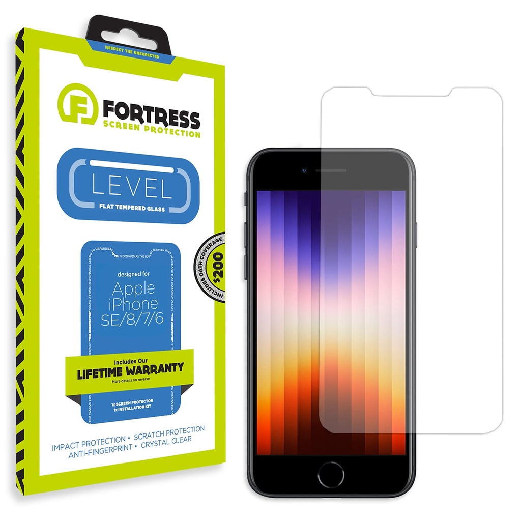 Fortress Compatible With Iphone Se/8/7/6/6s Screen Protector With $200 Device Coverage [9h Tempered Glass] Anti-Scratch, Drop Protection [Lifetime Replacements]