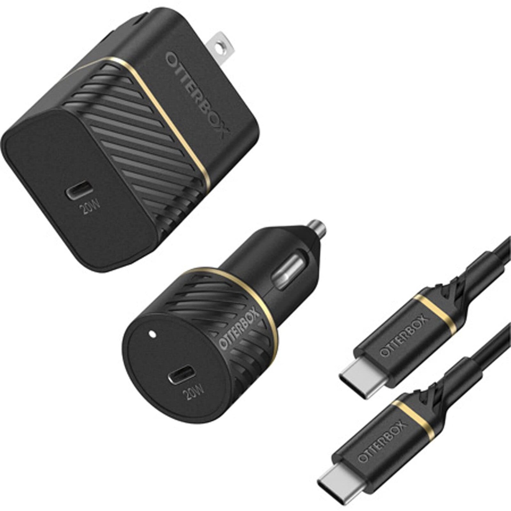 Otterbox Lightning To Usb-C Fast Charge Wall And Car Charging Kit, 20w - Black
