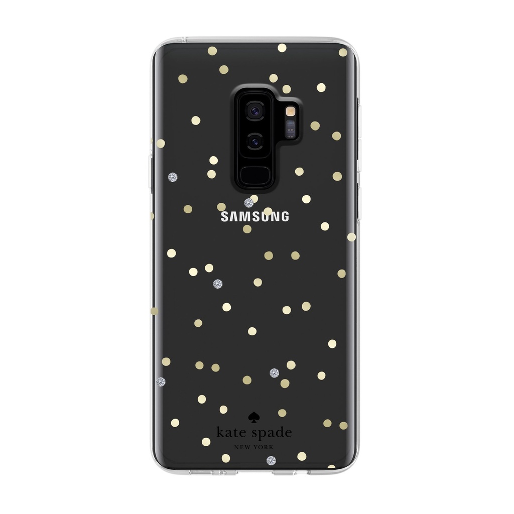 Kate Spade New York Protective Hardshell Case For Samsung Galaxy S9+ - Multi Scatter Dot Gold / Clear With Stones