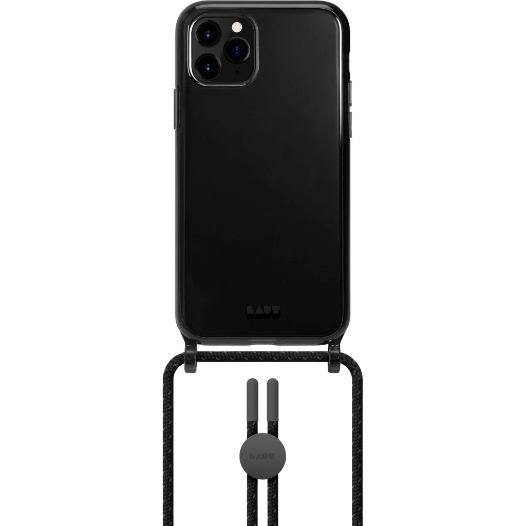 Laut - Crystal-X Necklace Case Compatible With Iphone 12 Pro Max | 13ft./4m Impact Protection | Adjustable Cord | Crystal Clear -Ultra Black