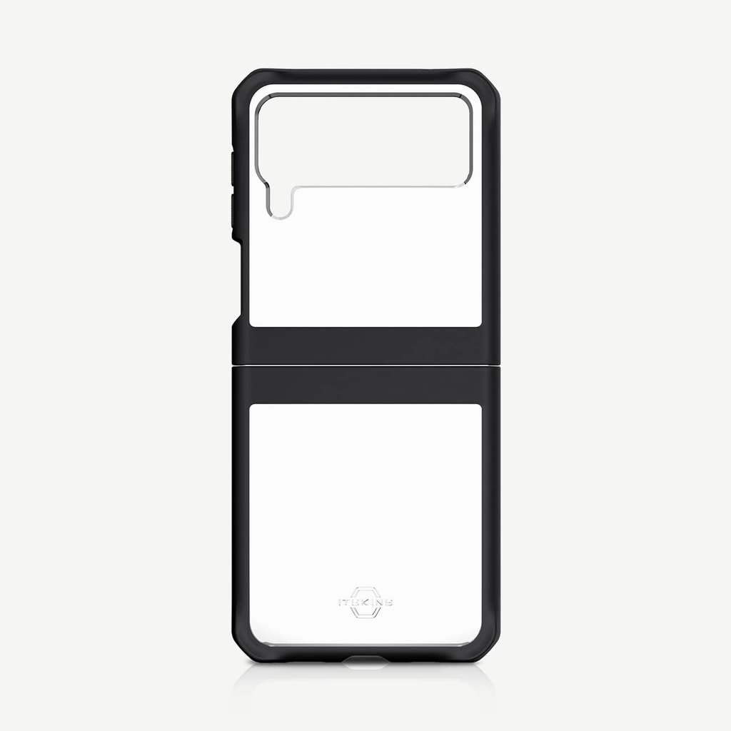 Itskins Hybrid Solid Protective Phone Case Compatible With Galaxy Z Flip3 5g, Slim Hybrid Case, Anti-Yellowing, And Heavy Duty Shockproof Cover, Military Phone Case | Black And Transparent