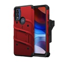 Zizo Bolt Bundle For Moto G Pure Case With Screen Protector Kickstand Holster Lanyard - Red & Black