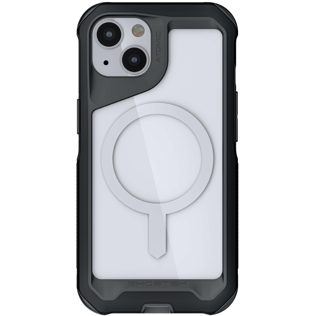 Ghostek Atomic Slim Iphone 13 Case Black With Magsafe Ring Magnet Crystal Clear Back Design Aluminum Metal Bumper Tough Shockproof Heavy Duty Protection Designed For 2021 Apple Iphone13 (6.1") (Black)