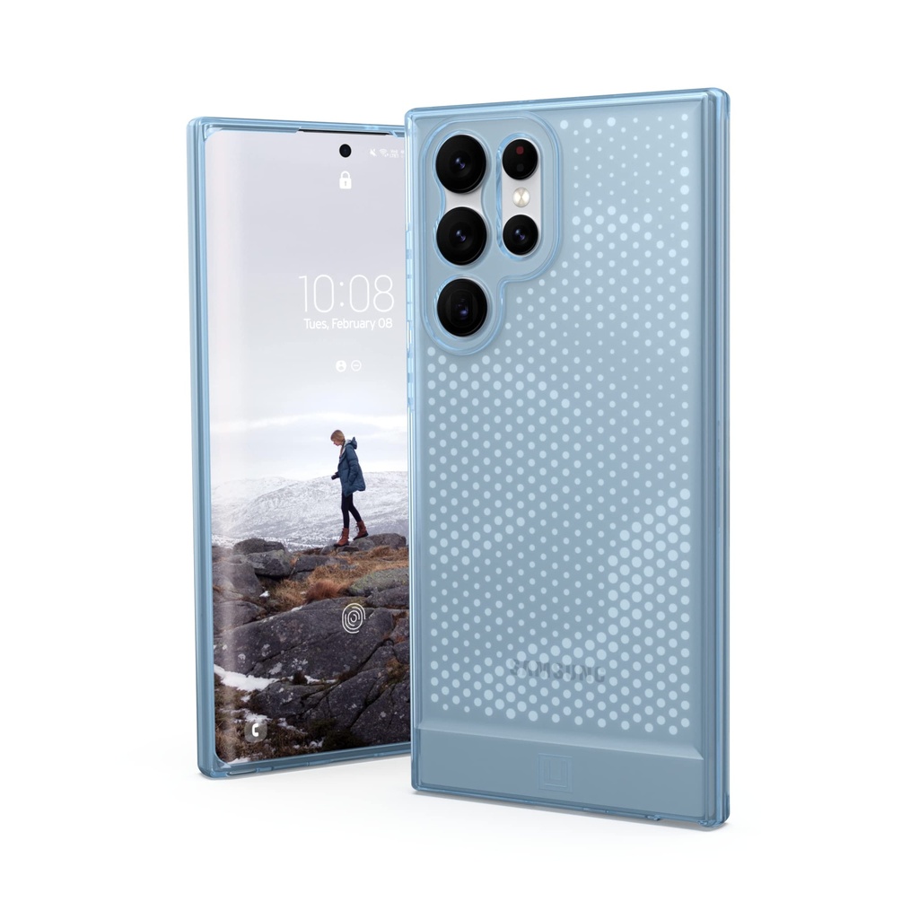 Urban Armor Gear [U] By Uag Designed For Samsung Galaxy S22 Ultra Case Clear Blue Cerulean Lucent Slim Fit Lightweight Stylish Transparent Impact Resistant Protective Phone Cover, [6.8 Inch Screen]