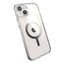Speck Clear Iphone 14 Plus Case - Drop Protection, Scratch Resistant, Dual Layer Slim Phone Case For 6.7 Inch Iphones 14 Plus - Magsafe Compatible - Anti-Yellowing - Presidio Perfect - Clear/Silver