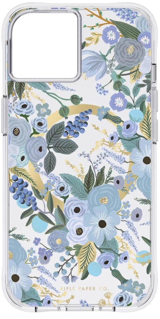 Rifle Paper Co. Iphone 14 Plus Case [Compatible With Magsafe] [10ft Drop Protection] Cute Iphone Case 6.7" With Floral Pattern, Anti-Scratch Tech, Shockproof Material, Slim Fit - Garden Party Blue
