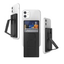 Clckr Universal Grip Stand And Phone Wallet, Adhesive 3 Card Holder With Finger Grip, Portrait And Landscape Stand Function, Compatible With Iphone, Samsung, Huawei And More, Black