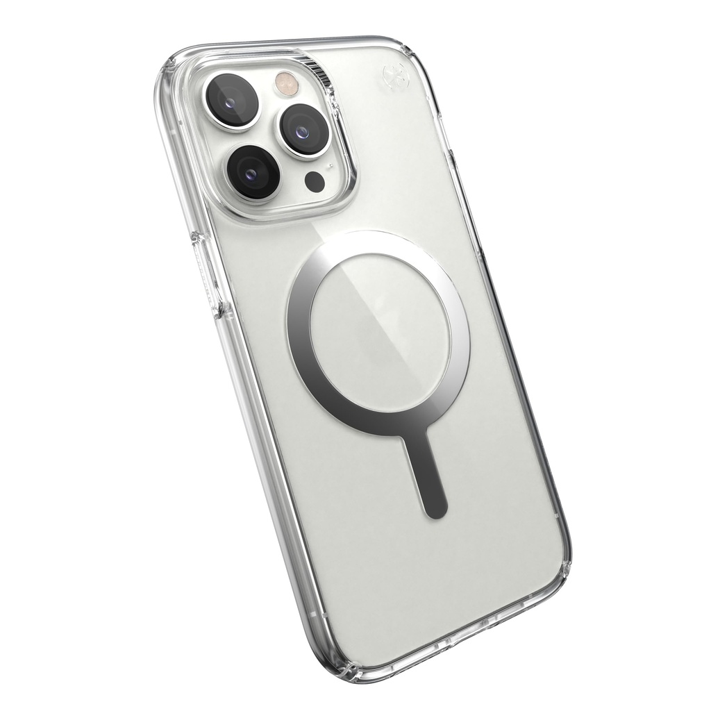 Speck Clear Iphone 14 Pro Max Case - Drop Protection, Scratch Resistant, Dual Layer Slim Phone Case For 6.7 Inch Iphones 14 Pro Max - Built For Magsafe - Anti-Yellowing - Presidio Perfect-Clear/Silver