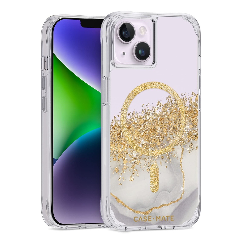 Case-Mate Iphone 14 Plus Case - Karat Marble [10ft Drop Protection] [Compatible With Magsafe] Magnetic Cover With Cute Bling Sparkle For Iphone 14 Plus 6.7" Anti-Scratch, Shock Absorbent, Slim Fit
