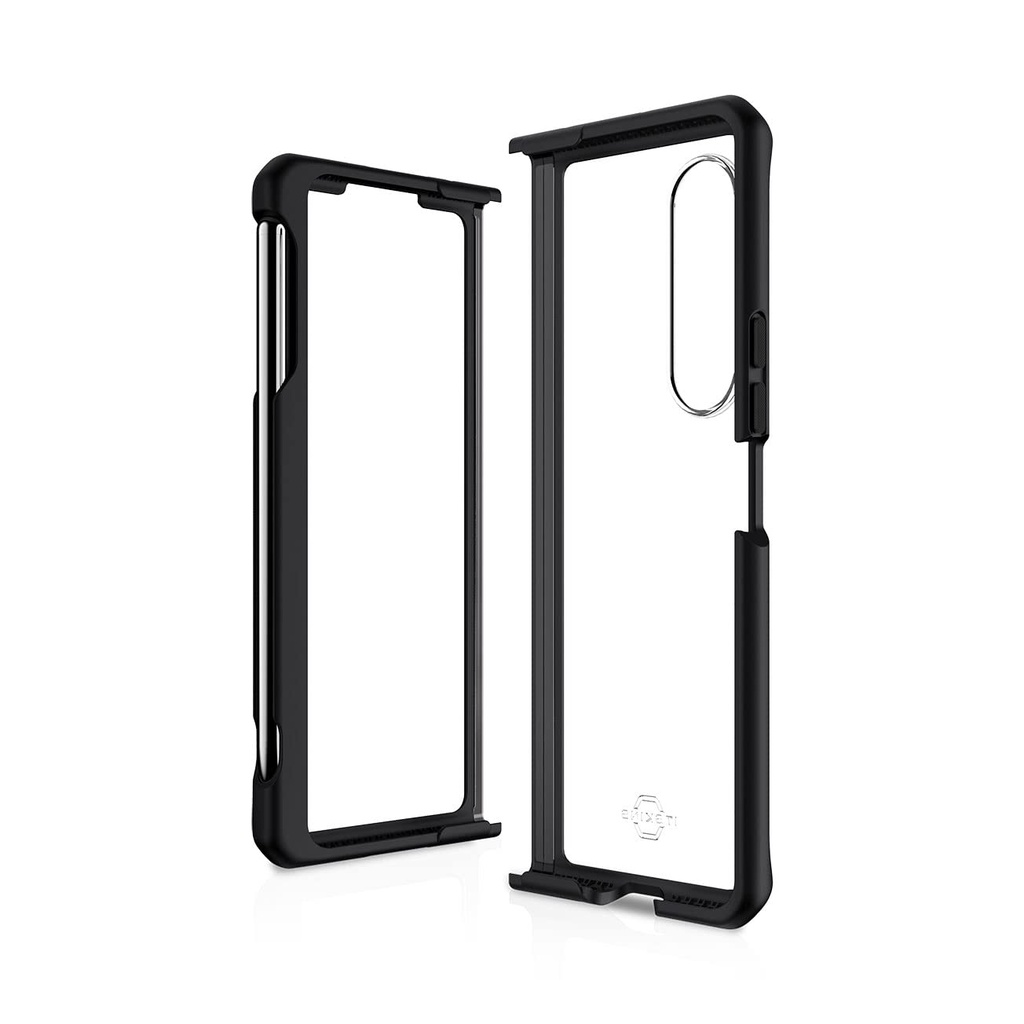 Itskins Hybrid Solid Protective Phone Case Compatible With Galaxy Z Fold3 5g, Slim Hybrid Case, Anti-Yellowing, And Heavy Duty Shockproof Cover, Military Phone Case | Black And Transparent