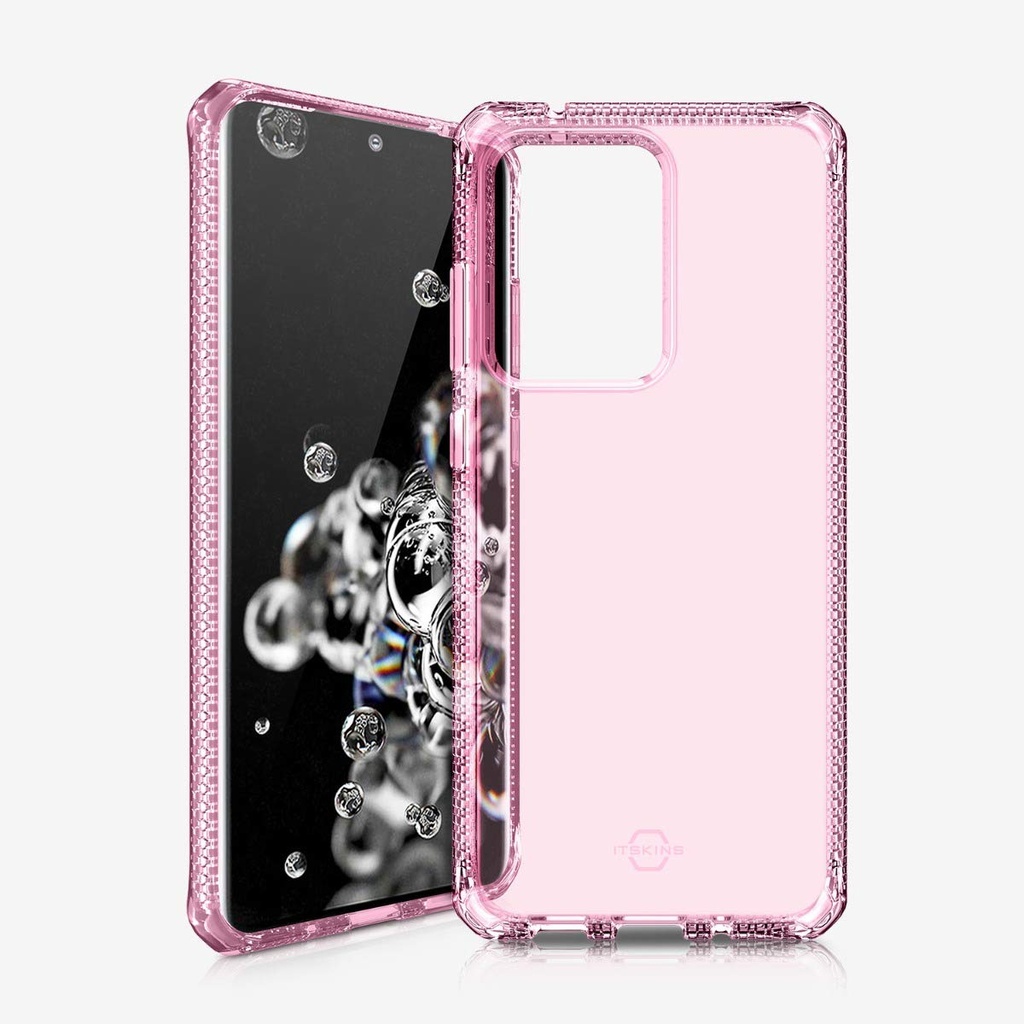 Itskins Spectrum Clear Protective Phone Case Compatible With Samsung Galaxy S20 Ultra, Slim Hybrid Case, Anti-Yellowing, And Heavy Duty Shockproof Cover, Military Phone Case | Light Pink
