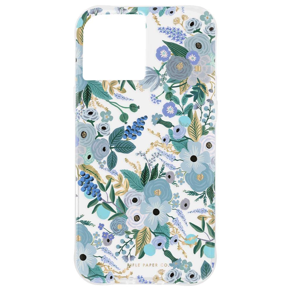 Rifle Paper Co - Case For Iphone 12 Pro Max (5g) - 10ft Drop Protection - Gold Foil Elements - 6.7 Inch - Garden Party Blue
