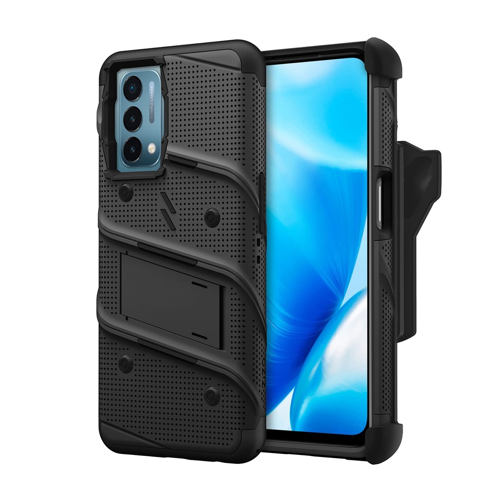 Zizo Bolt Bundle For Oneplus Nord N200 5g Case With Screen Protector Kickstand Holster Lanyard - Black