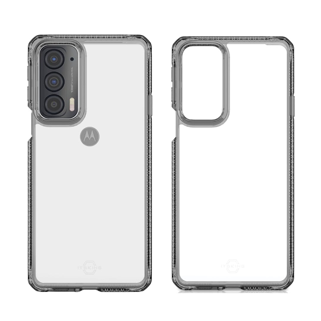 Itskins Hybrid // Clear Compatible With Moto Edge 2021, Protective Phone Case, Slim Hybrid Case, Anti-Yellowing, And Heavy Duty Shockproof Cover, Military Phone Case - Black And Transparent