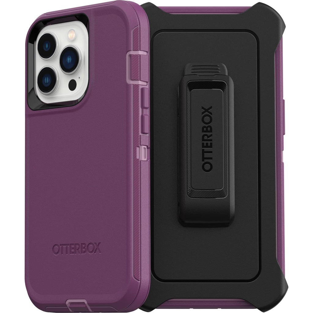 Otterbox Iphone 13 Pro (Only) Defender Series Case - Happy Purple, Rugged & Durable, With Port Protection, Includes Holster Clip Kickstand