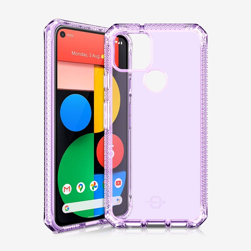 Itskins Spectrum Clear Protective Phone Case Compatible With Pixel 5, Slim Hybrid Case, Anti-Yellowing, And Heavy Duty Shockproof Cover, Military Phone Case - Light Purple