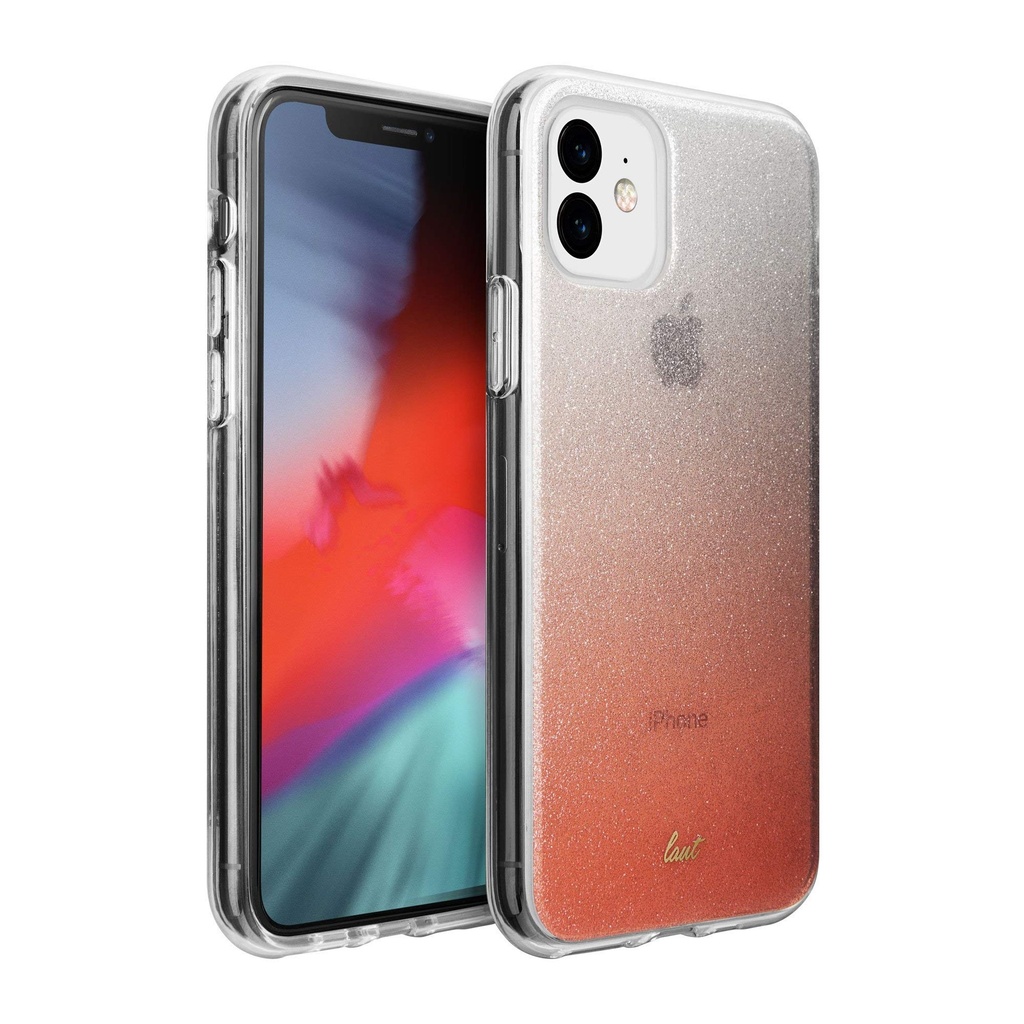 Laut | Ombre Sparkle For Iphone 11 |Glitter & Semi Translucent Design | Color Fade | Shock Resistant | Qi Wireless Charger Compatible • Peach