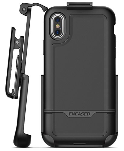 ENCASED CLIP HOLSTER IPHONE X/IPHONE XS BELT CASE, (REBEL SERIES) HEAVY DUTY PROTECTIVE COVER COMPATIBLE WITH APPLE IPHONE X (BLACK)