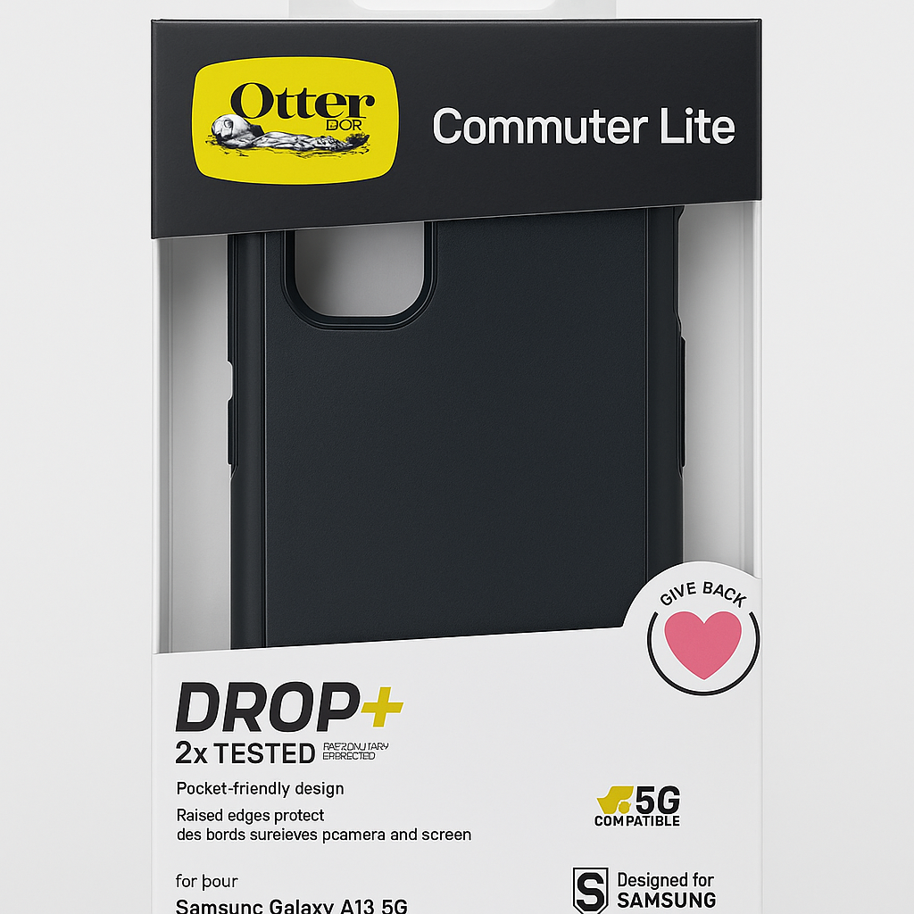 Otterbox Commuter Series Lite Case For Samsung Galaxy A13 5g - Black - For Samsung Galaxy A13 5g - Heavy Duty Drop And Shockproof Case - Synthetic Rubber, Polycarbonate