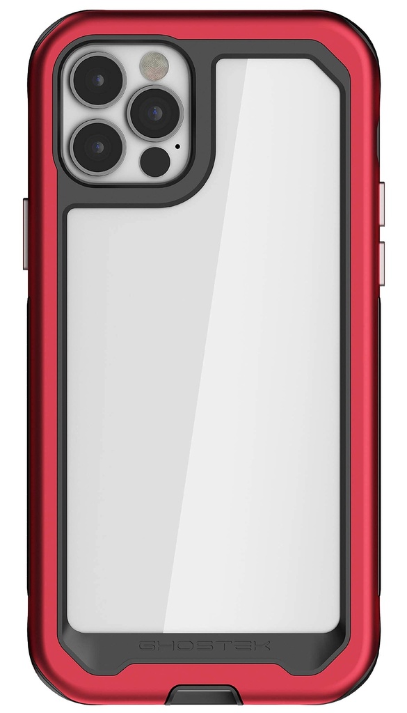 Ghostek Atomic Slim Iphone 12 Case & 12 Pro Case - Lightweight Aluminum Bumper Protective Phone Case, Shockproof Tested - Wireless Charging Compatible Case For Iphone 12 & 12 Pro 5g(Red)(6.1", 2020)