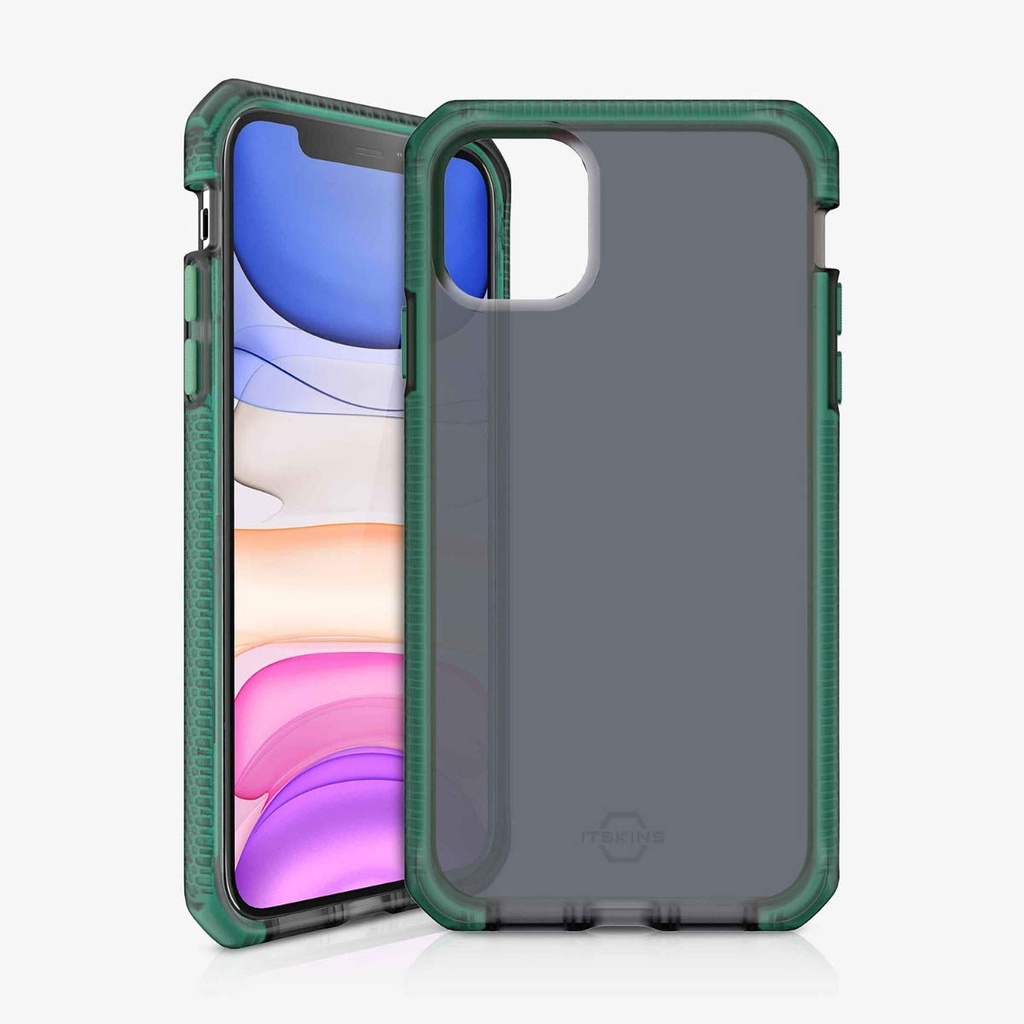 Itskins Supreme Frost Protective Phone Case Compatible With Iphone 11, Slim Hybrid Case, Anti-Slip, Heavy Duty Shockproof Cover, Military Phone Case | Tiffany Green And Black