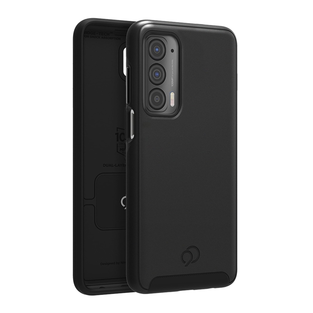 Balajiwireless Nimbus9 Cirrus 2 Moto Edge 2021 Case With Integrated Mounting System, Black, Tpu And Polycarbonate, Military Matte Finish