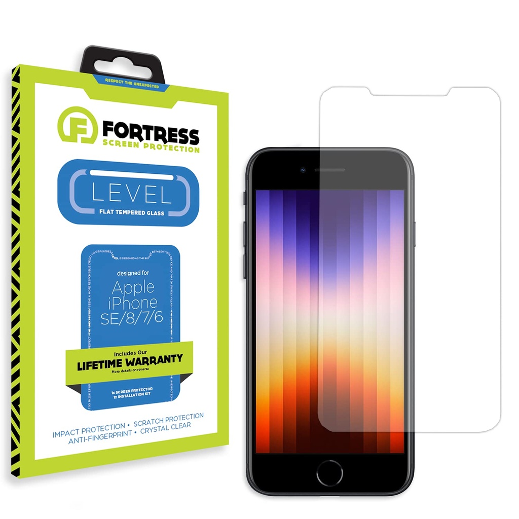 Fortress Compatible With Iphone Se/8/7/6/6s Screen Protector [9h Tempered Glass] Anti-Scratch, Impact Protection [Lifetime Replacements] Anti-Fingerprint