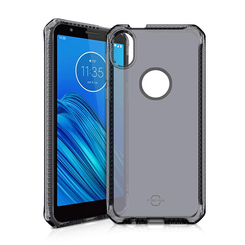 Itskins Spectrum // Clear Protective Phone Case Compatible With Moto E6, Slim Hybrid Case, Anti-Yellowing, And Heavy Duty Shockproof Cover, Military Phone Case - Smoke