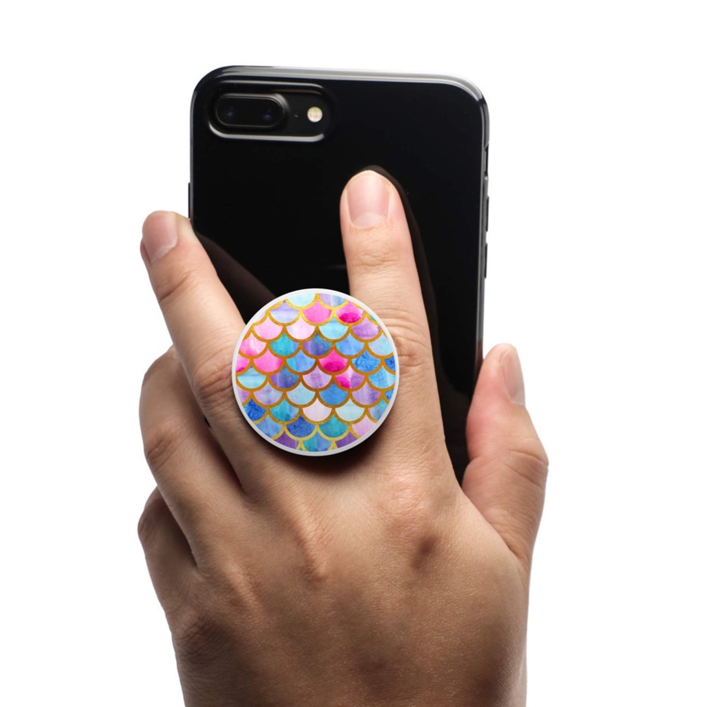 Collapsible Magnet Phone Grip, Stand, And Mount-Flexible Soft Middle Allows For A Comfortable Fit-Mounts To Any Metal Surface. Cell Phone Grips By Coolgrips-Girls Mermaid Scales