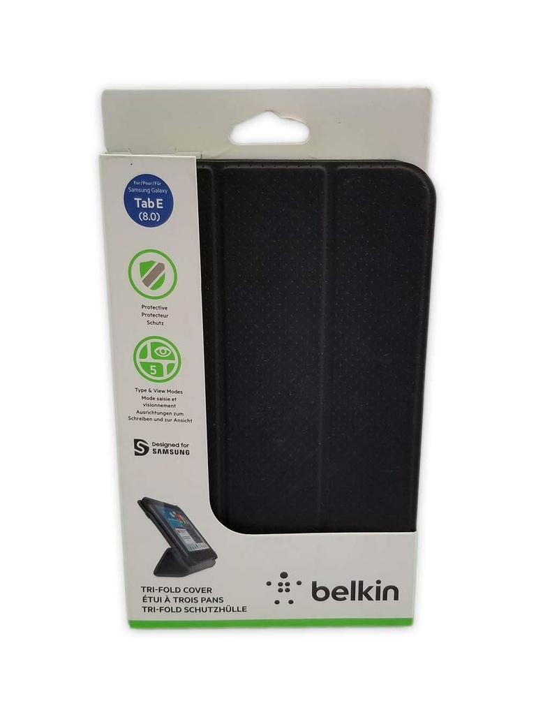 Belkin Form-Fit Tri-Fold Folio Case For Samsung Galaxy Tab E 8.0 - Blacktop - F7p369btc00-Tl